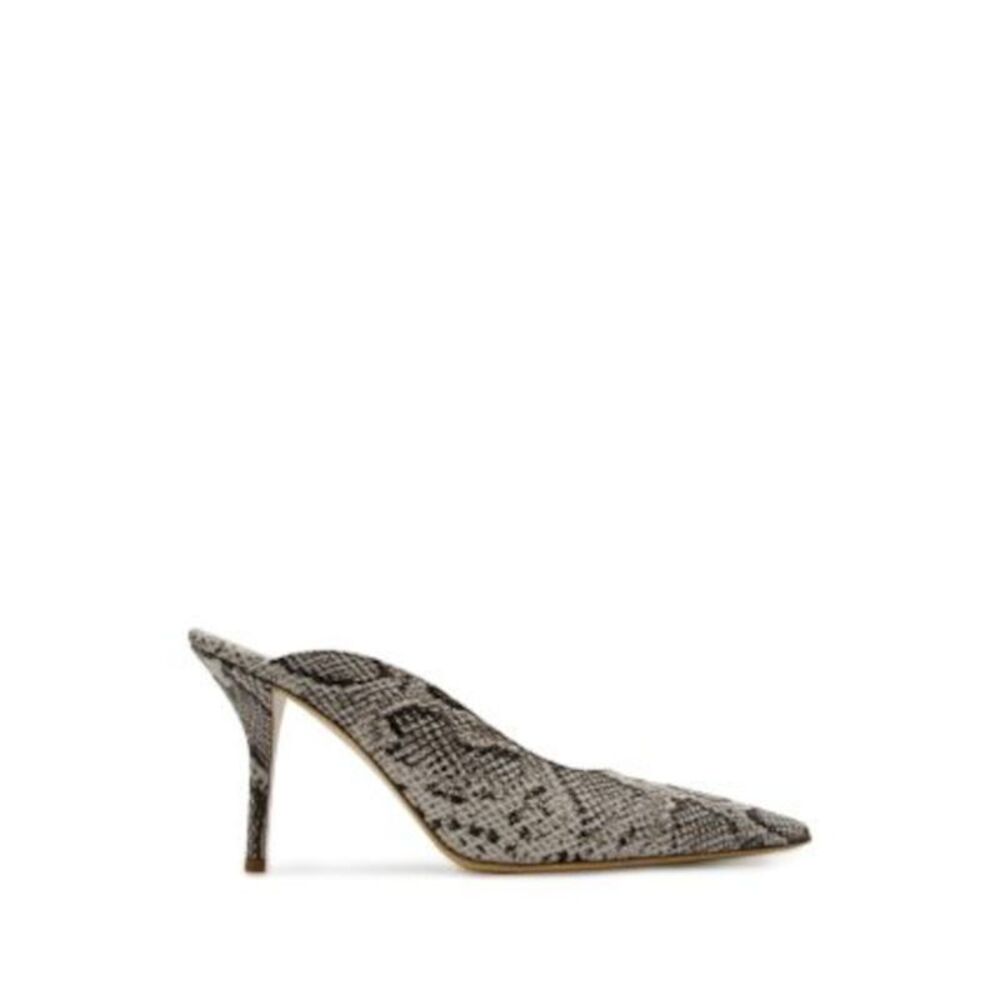 GIA BORGHINI Womens Gray Snake Abella Toe Stiletto Slip On Heeled Mules Shoes 39